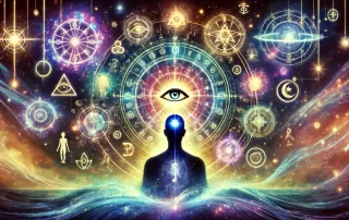 illustrazione mistica che rappresenta tutti i segnali della chiaroveggenza!