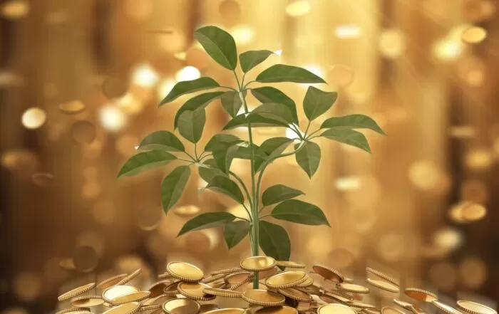 Significato Spirituale del Denaro che cresce sotto pianta verde.